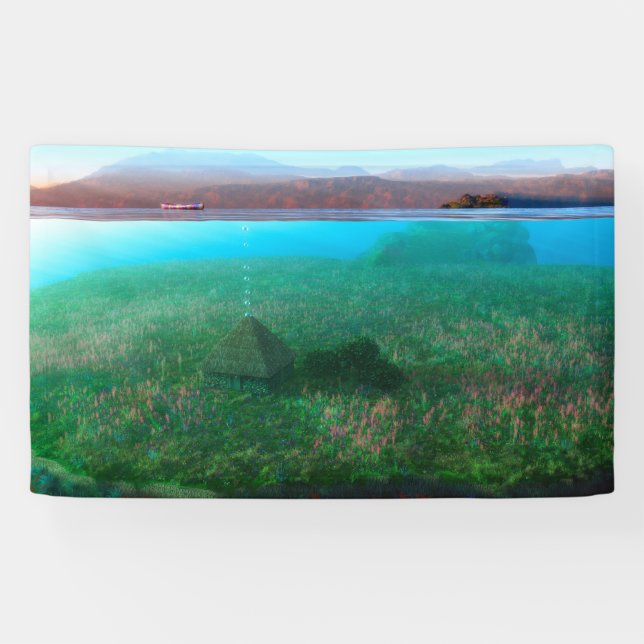 Lona Fantasías: El cartel de la cabaña de la isla (Horizontal)