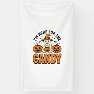 Lona Fantasma de Halloween Aquí por los Dulces Lindo Vi