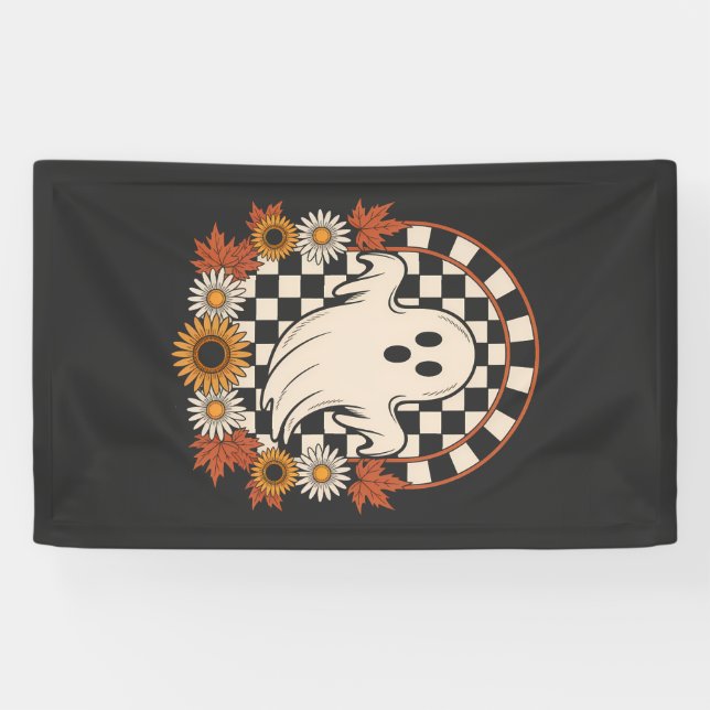 Lona Fantasma Floral Otoño Boho Halloween (Horizontal)