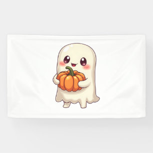 Lona Fantasma lindo con calabaza - Halloween divertida