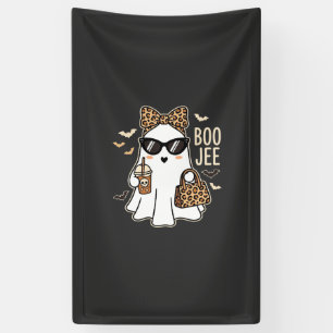 Lona Fantasma Lindo Diseño de Leopardo de Halloween Boo