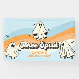 Lona Fantasma Retro de Halloween Espeluznante Tres Espí