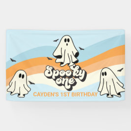 Lona Fantasma Retro Halloween Espeluznante Uno azul