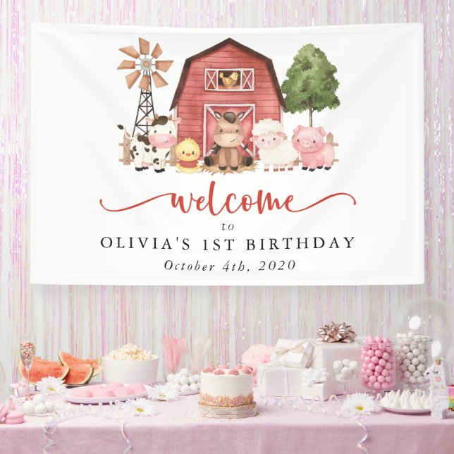 Lona Farm Animals, Cute Animals, First Birthday Welcome (Fiesta)