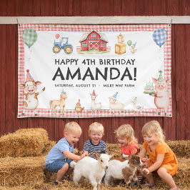 Lona Farm Animals Kids Birthday Vinyl Outdoor Banner