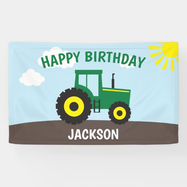 Lona Farm Tractor Green y Yellow Birday (Horizontal)