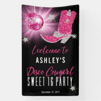 Faux Purpurina Pink Disco Cowgirl Sweet 16 Fiesta