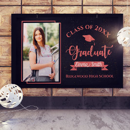 Lona Faux Rosa Gold Class Of 2025 Photo Graduation