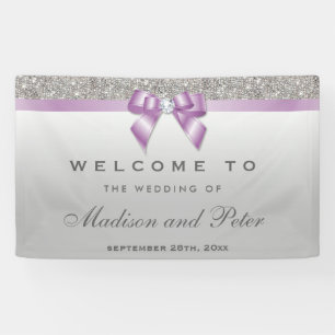 Lona Faux Silver Sequins Lilac Diamond Bow Boda