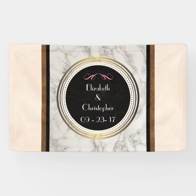 Lona Faux Taupe Marble con negro y Boda de oro (Horizontal)