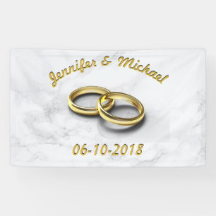 Lona Fecha de Boda Anillos de Oro Personalizables para