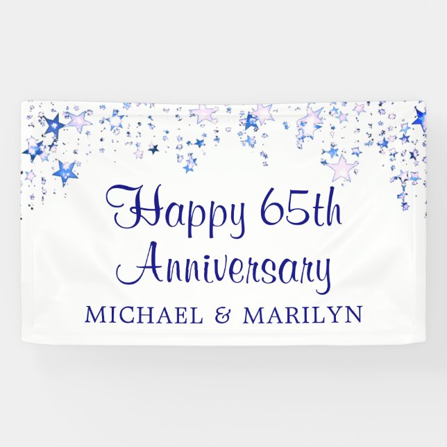 Lona Felices 65 años Estrellas Azules de Sapphire (Horizontal)