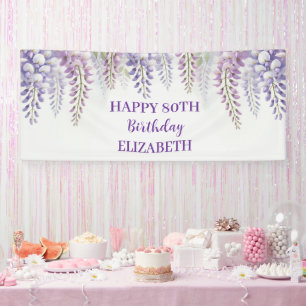 Lona Felices 80 años Wisteria Flores Púrpuras