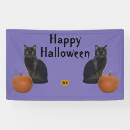 Lona Felices calabazas de gatos negros de Halloween en 