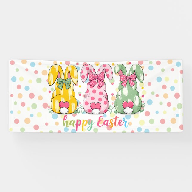 Lona Felices conejitas de Pascua con Polka (Horizontal)
