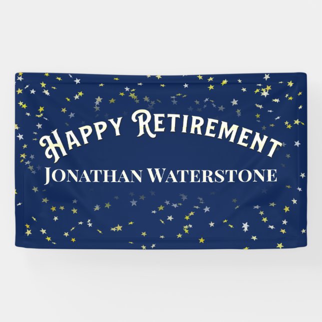 Lona Felices Estrellas de Jubilación Personalizadas (Horizontal)