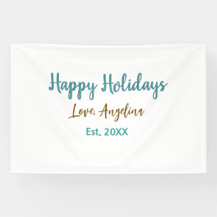 Lona felices fiestas azul marrón nombre amor navidad es