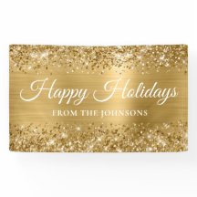 Felices Fiestas Personalizadas Dorado Brillante