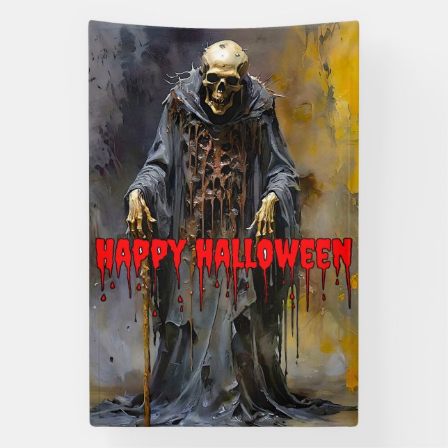 Lona Felices Halloween Creepy Skeleton (Vertical)