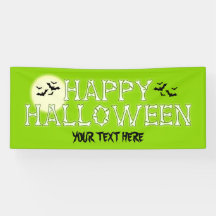 Felices halloween Skeleton Witch Green Banner