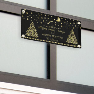 Lona Felices Pawlidays, árbol de Navidad brillante dora