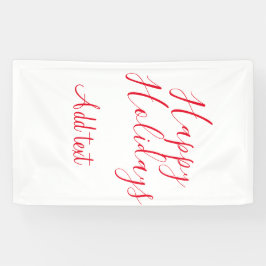 Lona Felices vacaciones Navidades caligrafía roja simpl