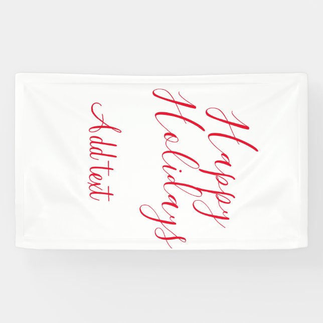 Lona Felices vacaciones Navidades caligrafía roja simpl (Horizontal)
