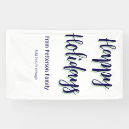 Lona Felices vacaciones Navidades verdes azules y moder