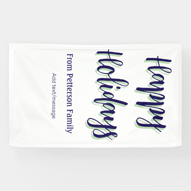 Lona Felices vacaciones Navidades verdes azules y moder (Horizontal)