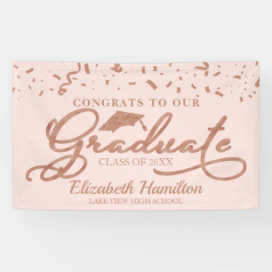 Lona Felicidades al graduado rosa dorado rubor