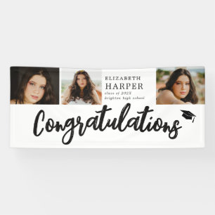 Lona Felicidades Brush Script 3 Foto Graduación