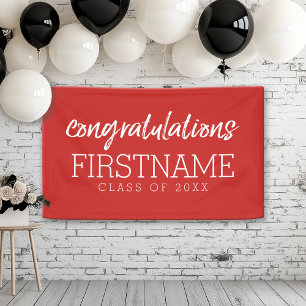 Lona Felicidades Clase de Año - Se puede editar en rojo