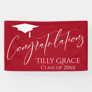 Lona Felicidades Clase Graduada de Rojo Brillante