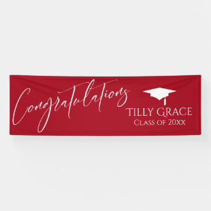 Lona Felicidades Clase Graduada de Rojo Brillante