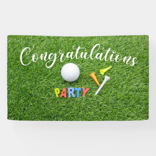 Lona Felicidades de golf con fiesta de palabras  (Horizontal)
