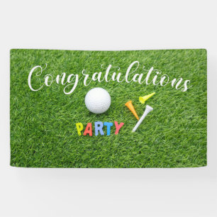 Lona Felicidades de golf con palabra fiesta