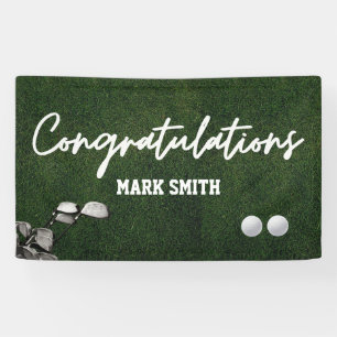 Lona Felicidades de golf con pelota de golf en verde