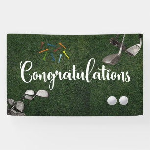 Lona Felicidades de golf con pelota de golf en verde
