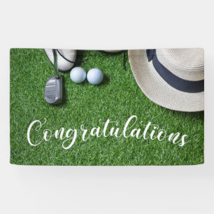Lona Felicidades de golf con zapato sombrero putter