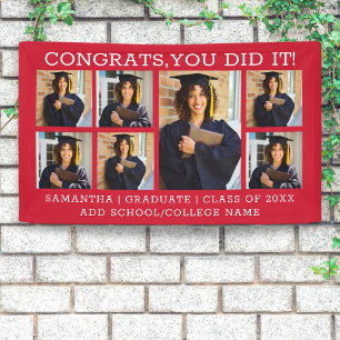 Lona Felicidades de Graduación Graduado  2026 Rojo