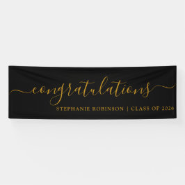 Lona Felicidades Graduación Personalizada Modern Gold
