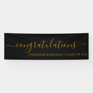 Lona Felicidades Graduación Personalizada Modern Gold