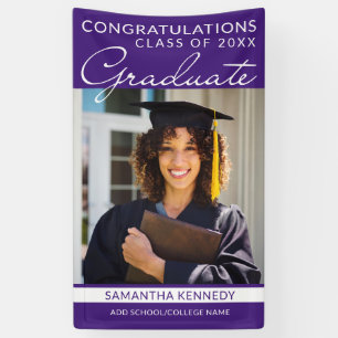 Lona Felicidades Graduado 1 Foto Vertical Purpura Gradu