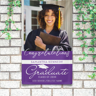 Lona Felicidades Graduado 2026 Foto Graduación Morado