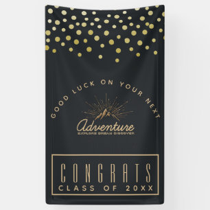 Lona Felicidades Graduado Aventura Montaña con Rayos de