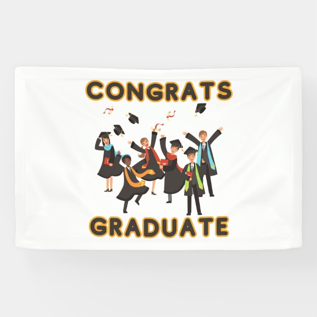 Lona Felicidades Graduado Bandera de Vinilo 2.5x4 (Horizontal)