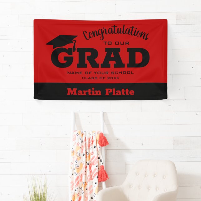 Lona Felicidades Graduado Black Scarlet (In situ)