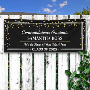 Lona Felicidades Graduado Elegante Confeti Brillante