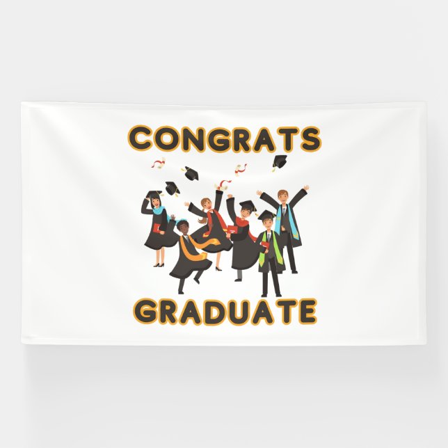 Lona Felicidades Graduado Estandarte de Vinilo 6x10 (Horizontal)