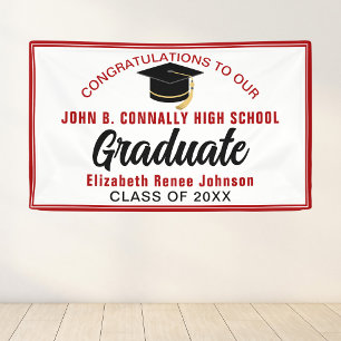 Lona Felicidades Graduado Fiesta Personalizada Roja